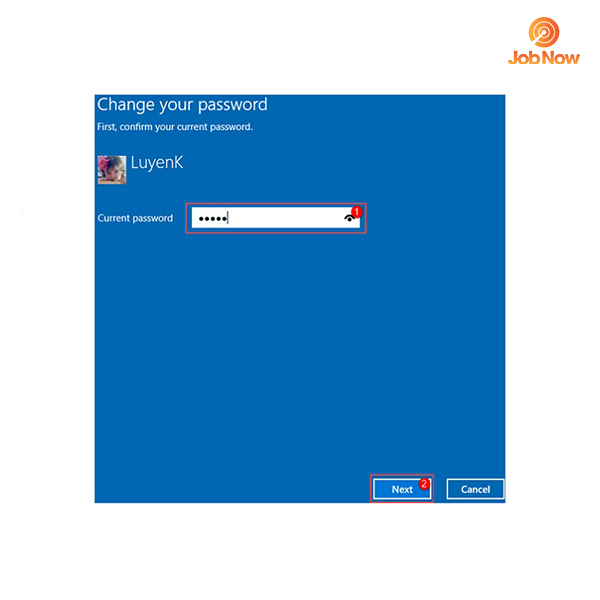 Tiến hành nhập mật khẩu