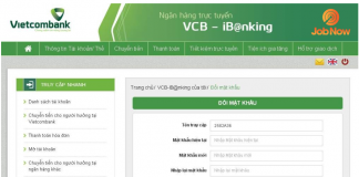 Đổi mật khẩu internet banking VCB